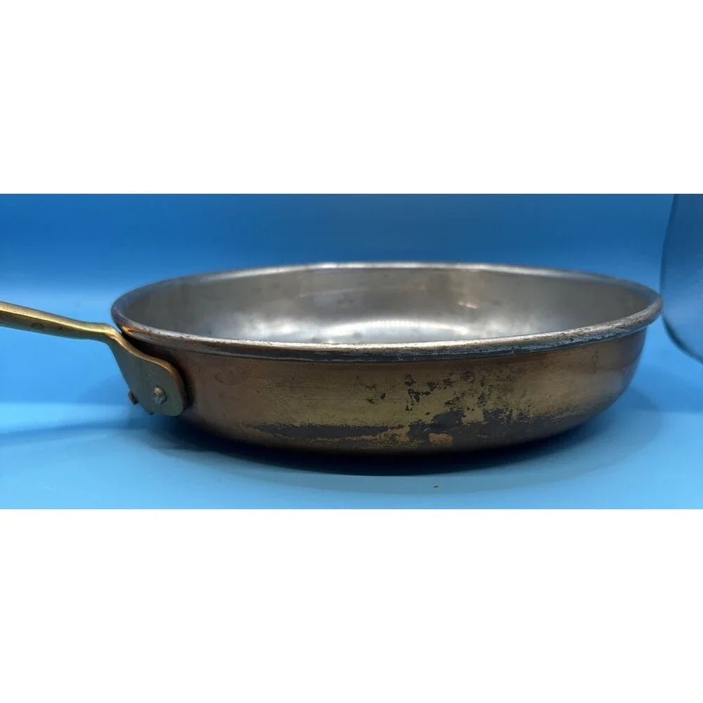 Vintage Copral 8 1/4 “ Copper Skillet Brass Handle Made in Portugal